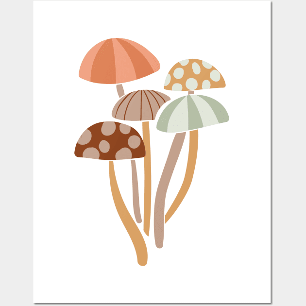 Fun Retro Mushroom Design Wall Art by kuallidesigns